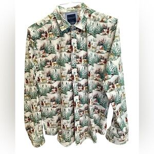 Denim And Flower Ricky Singh Deer Snow Cabin Button Down - Mens Large​​​